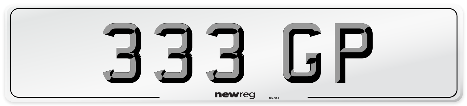 333 GP Number Plate from New Reg